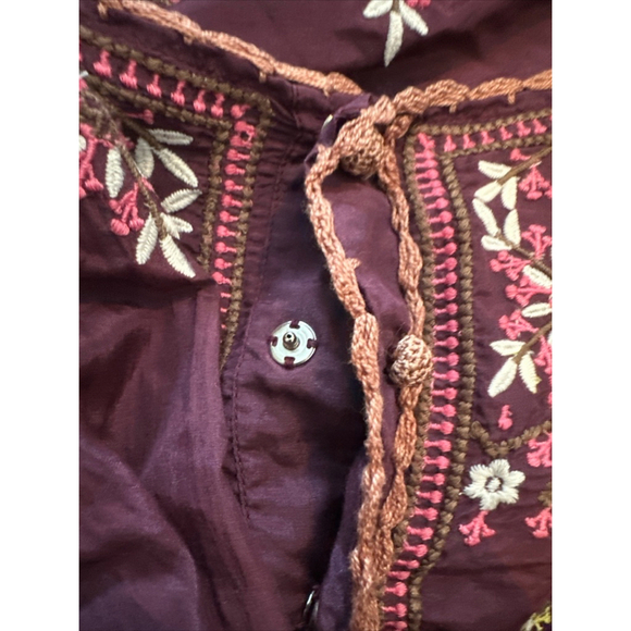 Odd Molly Purple Silk Blend Floral Embroidered Long Sleeve Blouse Size 1 Fits S - Picture 5 of 8